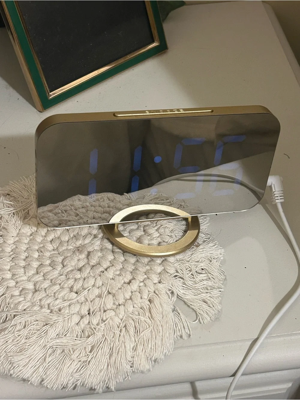 Digital LED Mirror Alarm Clock - Gold Finish